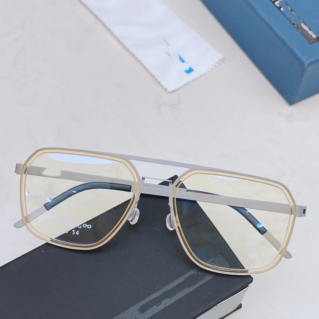 Aimee Unisex Full Rim Square Double Bridge Titanium Acetate Eyeglasses 89753 - Lightweight Durable Frames for Work, Reading & Fashion | Trendy Square Glasses for Men & Women