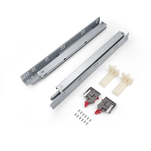 Knobonly 12-Pair 18-Inch Soft Close Undermount Drawer Slides - 3-Fold Full Extension Drawer Rails with Mounting Screws & Adjustable Locking Device - Perfect for Kitchen Cabinets, Dressers & Furniture Installation
