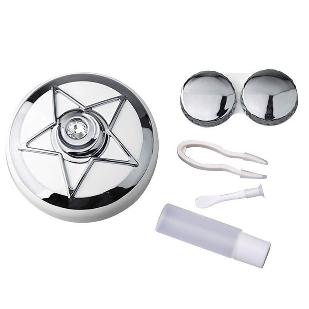 QYER Elegant Contact Lens Case - Cute Star-Shaped Travel Storage for Eyewear | Silver Color | Perfect for Travel, Daily Use & Contact Lens Care