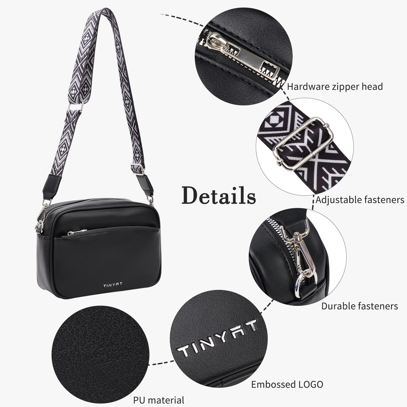 TINYAT Women's Small Crossbody Bag with Adjustable Wide Strap - Stylish Shoulder Purse for Everyday Use, Travel & Shopping