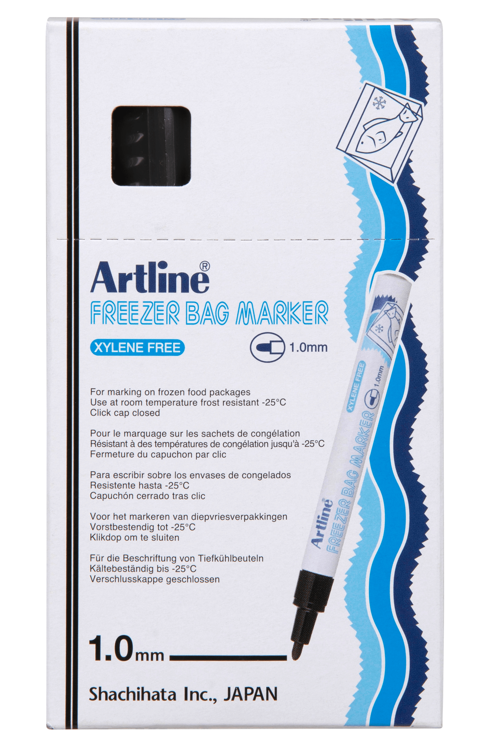 Artline 770 Freezer Safe Markers - Black Ink, Pack of 12 - Perfect for Labeling Food Containers, Meal Prep & Freezer Storage Organization