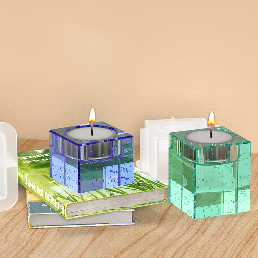 FineInno 3-Size Square Tealight Candle Holder Resin Molds - Rectangle Silicone Candle Making Molds for DIY Epoxy Resin Casting - Perfect for Home Decor, Wedding Centerpieces & Craft Projects