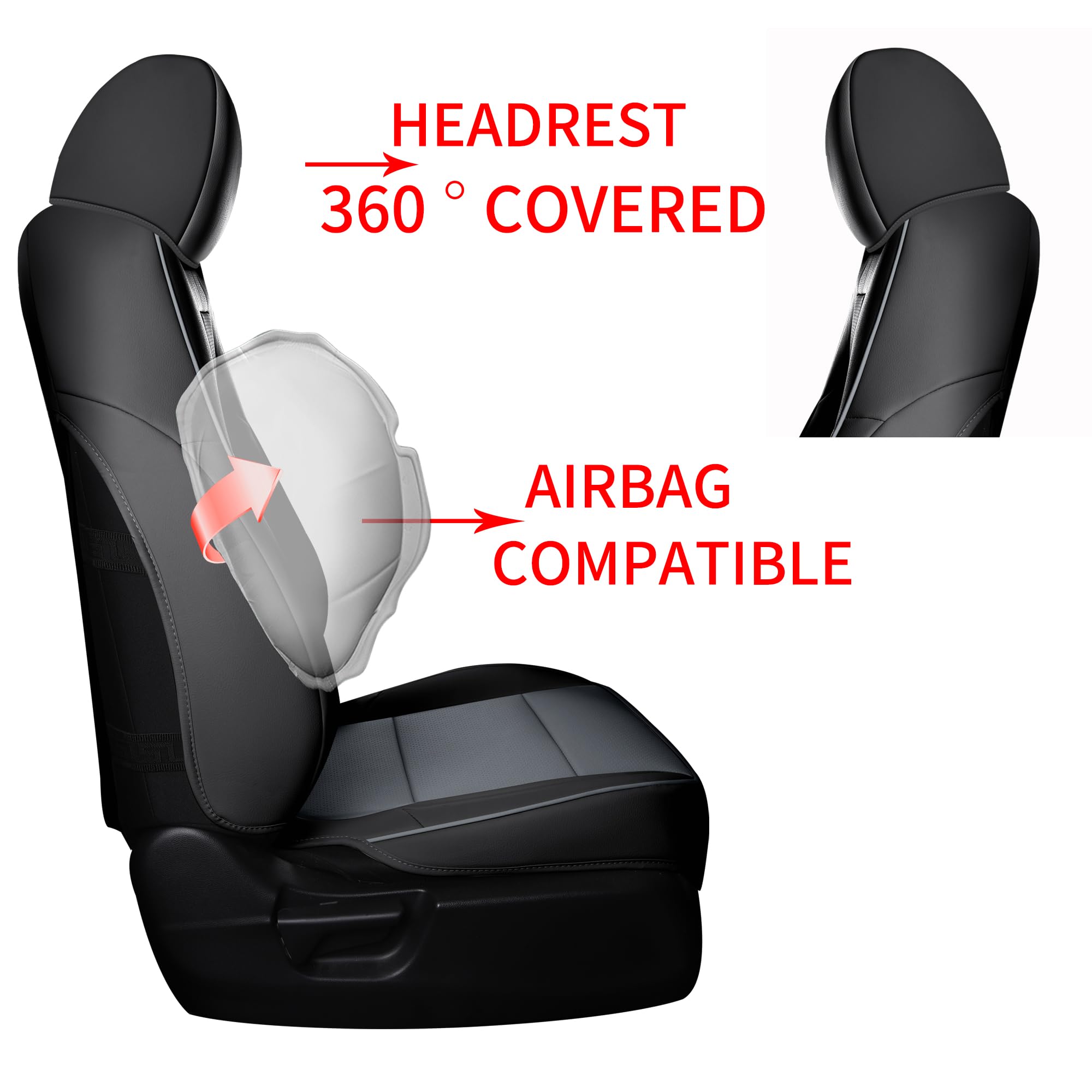 Premium GXT Fit Honda CRV Seat Covers - Odorless Leatherette Full Set for 2017-2022 Models (Black & Grey) | Custom Fit, Durable Protection & Enhanced Comfort for Daily Commute & Road Trips
