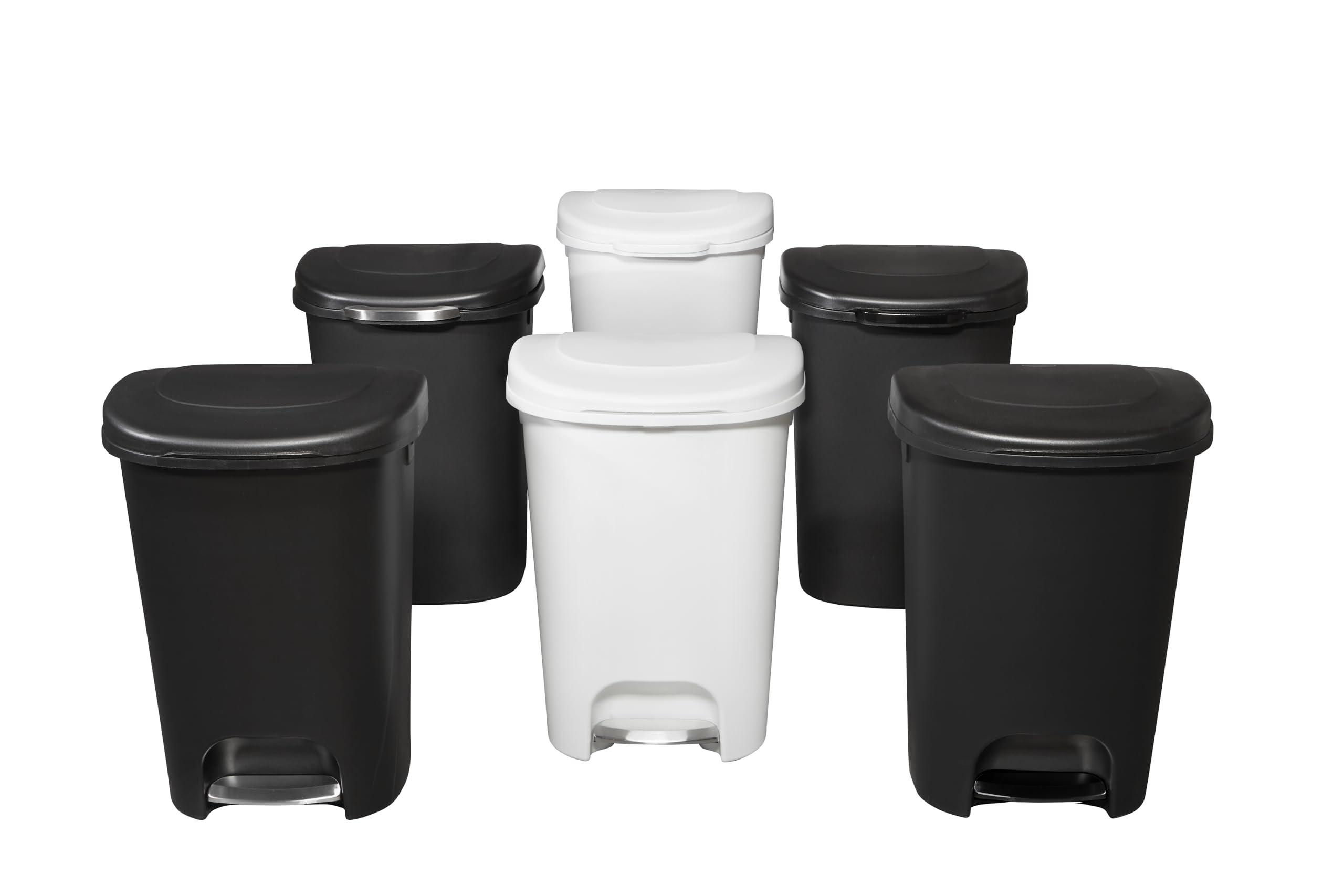 Rubbermaid 13 Gallon White Touch Top Lid Trash Can - Plastic Resin Waste Basket for Home, Kitchen, Bathroom, Bedroom & Office - Perfect for Recycling, Disposal & Organization Needs