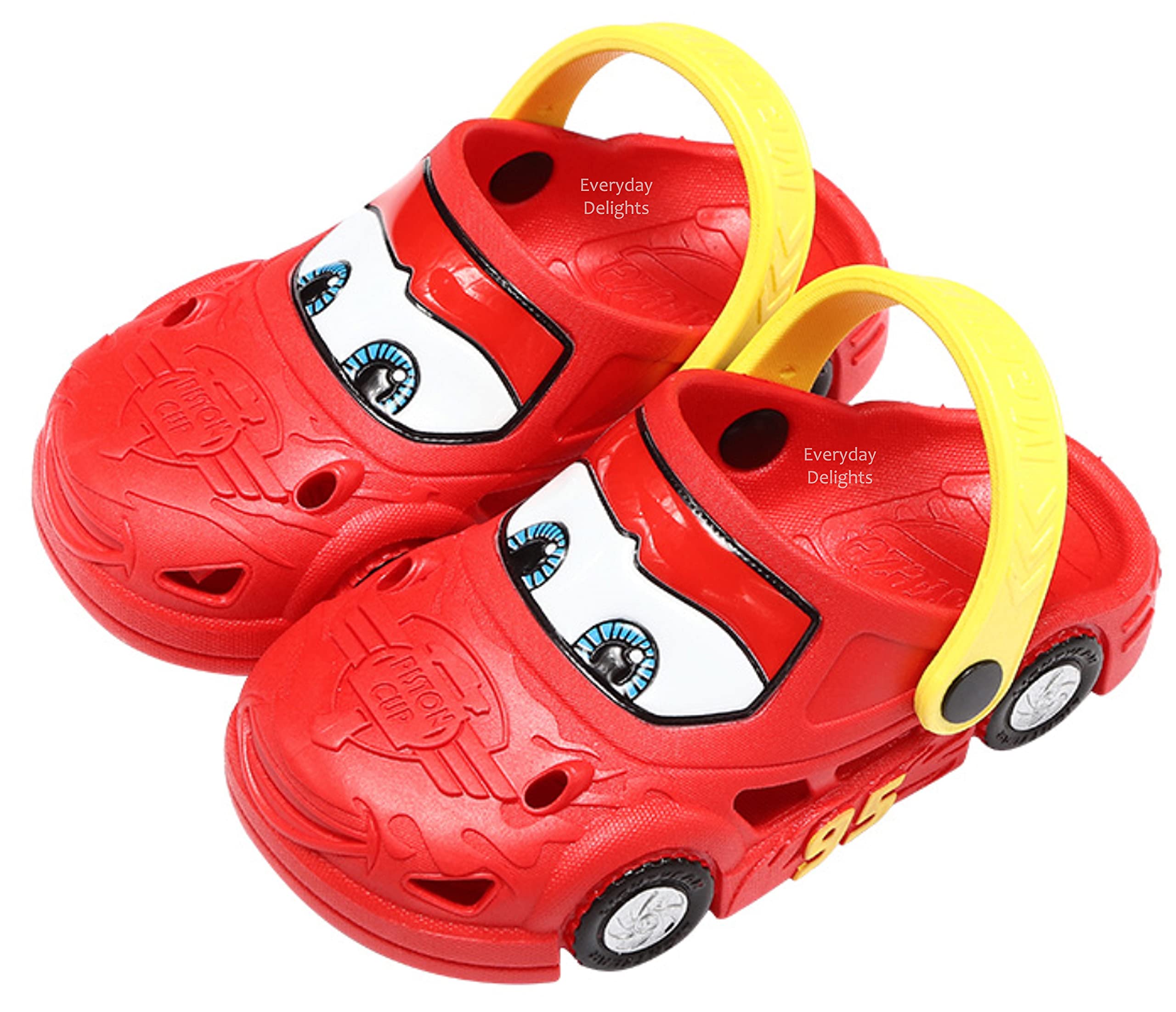 Disney Cars Lightning McQueen Boys Water Shoes - Slip-On Clogs for Kids, Comfortable Summer Beach & Pool Shoes for Toddlers & Children - Perfect for Swimming, Beach Trips & Outdoor Play