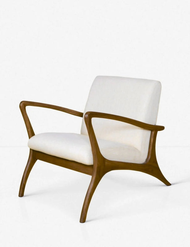 Handmade Designer Wooden Polished Chair - Indoor & Outdoor Use with White Fabric Cushion | Perfect for Patio, Garden, Living Room & Dining Room Decor