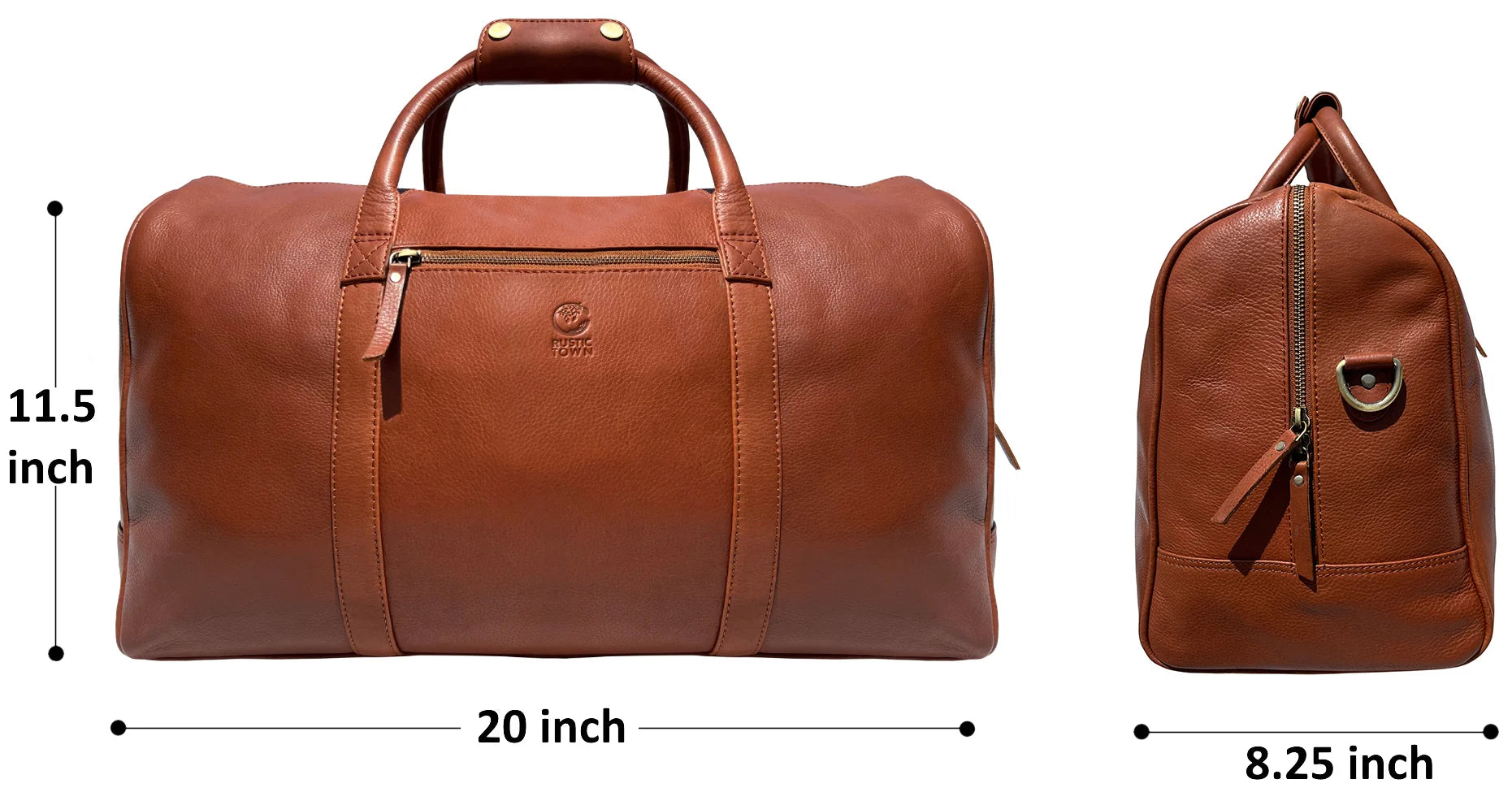Premium Sasha Travel Leather Duffle Bag for Men & Women - Genuine Cognac Brown Carry-On Luggage - Perfect for Weekend Getaways, Gym, Business Trips & Air Travel