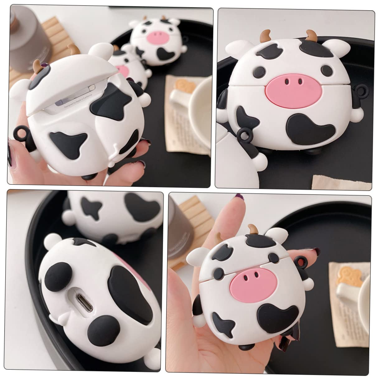 Durable Silicone Cow Earbuds Case with Belt Clip - Stylish Protective Holder for AirPods & Wireless Earbuds - Perfect for Travel, Workout & Daily Use