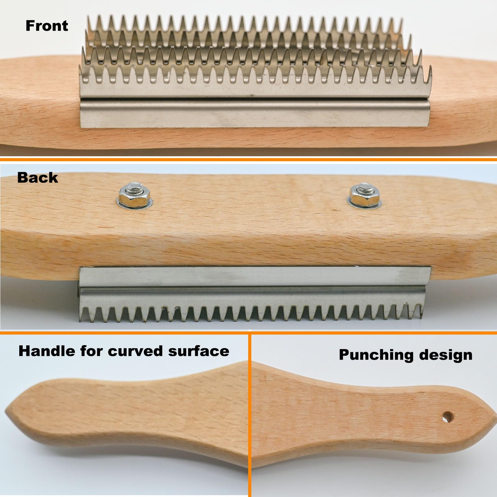 Stainless Steel Buffer Wheel Rake - 4-Row Polishing Tool with Handle for Buffing Wheel Cleaning & Compound Removal - Perfect for Jewelry Making, Metal Polishing & Automotive Detailing
