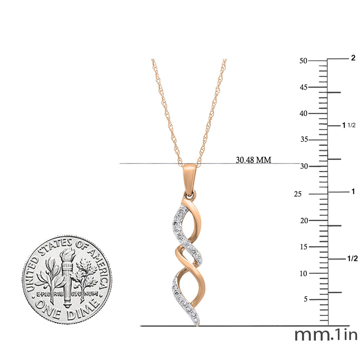 0.1 Carat Round White Diamond Women's Infinity Swirl Pendant Necklace - 14K Gold Chain Included - Perfect for Anniversary, Valentine's Day & Wedding Gifts
