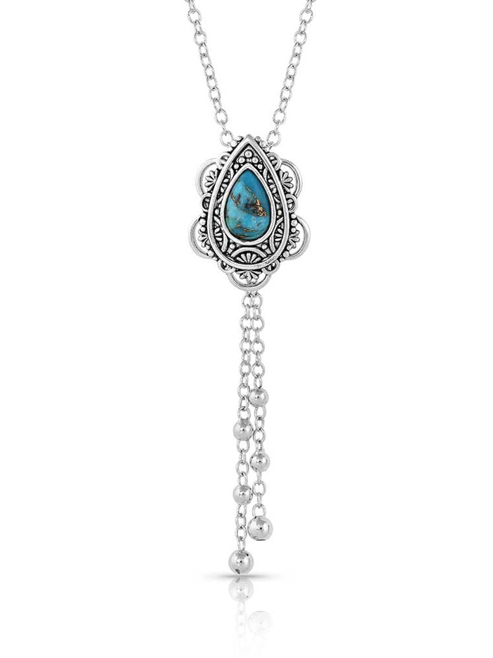 Montana Silversmiths NC4951 Women's Lady Guadalupe Turquoise Dangle Necklace - Handcrafted Sterling Silver Jewelry for Western Fashion & Special Occasions