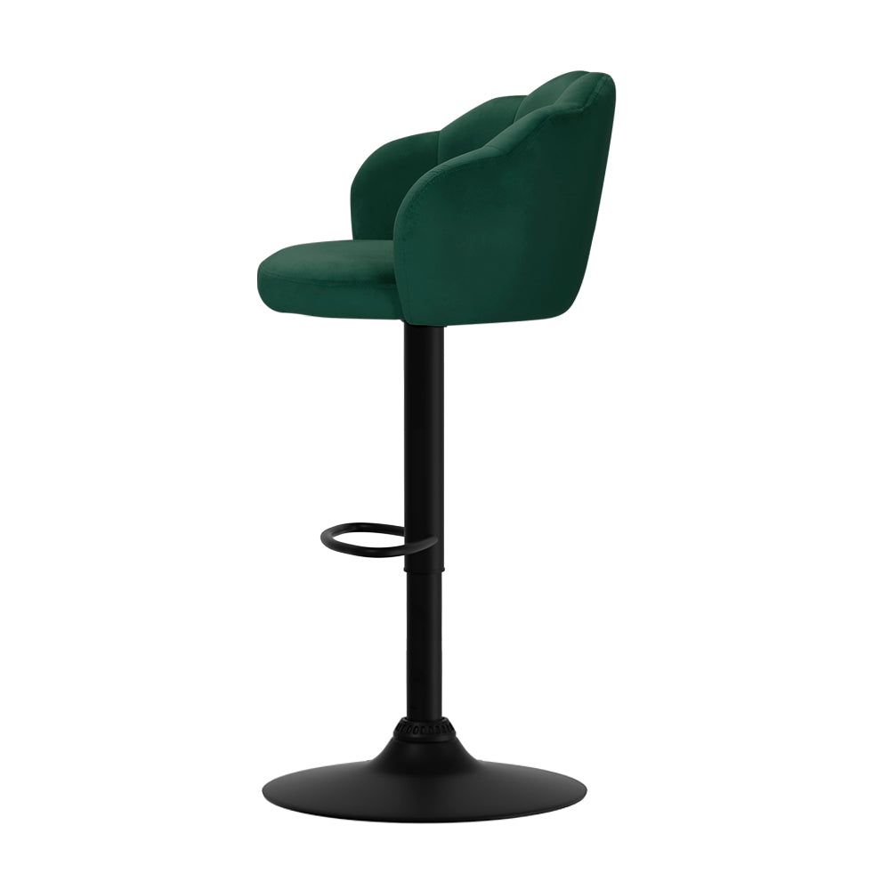 Adjustable Height Velvet Green Bar Stools with Gas Lift Mechanism - Perfect for Kitchen Islands, Breakfast Bars, and Home Decor