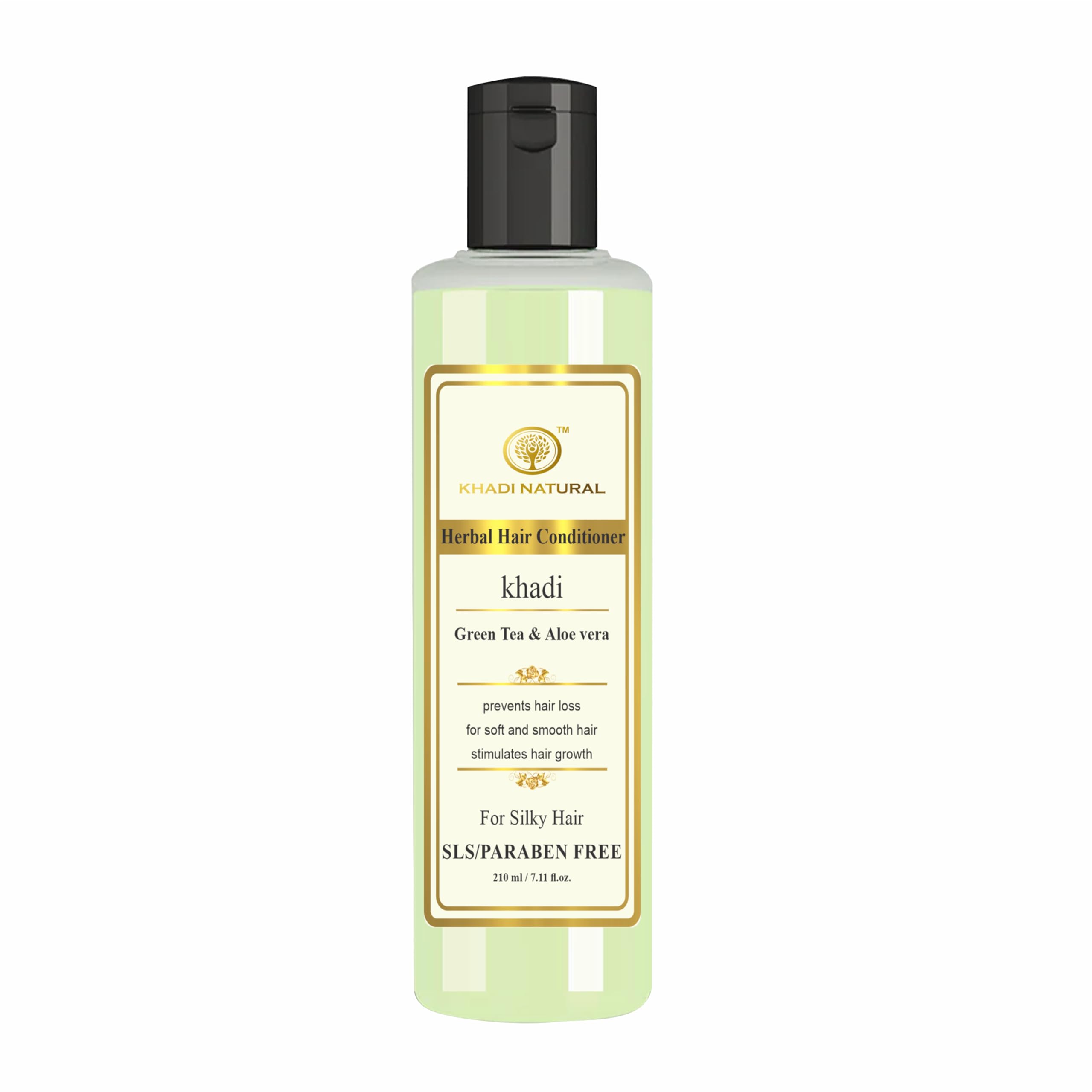 Khadi Natural Green Tea & Aloe Vera Hair Conditioner 210ml - Anti Hair Fall Treatment for Damaged Hair, Frizz Control & Scalp Nourishment | Ideal for Dry, Curly & Color-Treated Hair | Vegan & Chemical-Free Hair Care