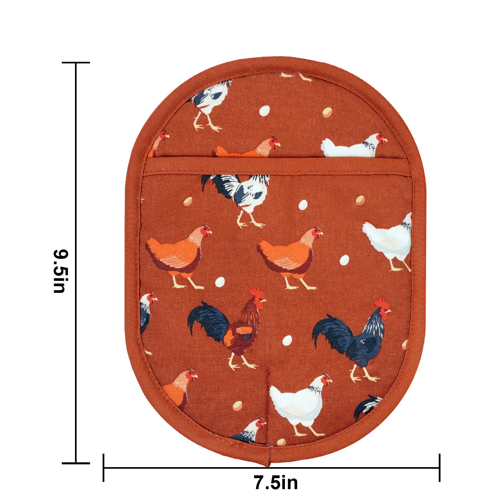 Heat Resistant Silicone Pot Holders Set of 2 - 500°F Oven Mitts with Cotton Lining for Cooking & Baking | Non-Slip Kitchen Potholders for Hot Pans, Grilling & Serving (Rooster Design)