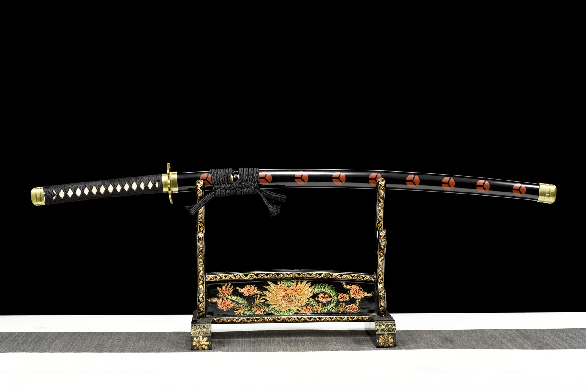 Premium Handmade Roronoa Zoro Shusui Katana Replica - Black Blade Anime Sword - T10 Steel Clay Tempered with Hamon - Authentic Japanese Samurai Sword for Cosplay, Collection & Martial Arts Training