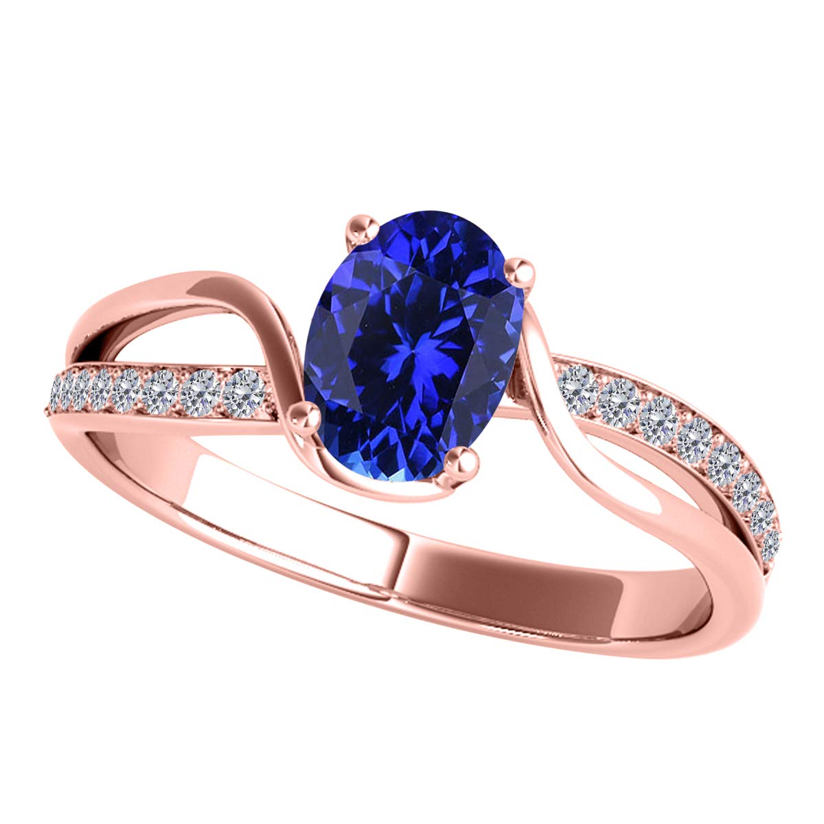 1.00 Carat Tanzanite & Diamond Ring in 10K Rose, Yellow or White Gold - Elegant Valentine's Day Gift for Her, Anniversary Present, Engagement Ring Alternative, Birthstone Jewelry for December