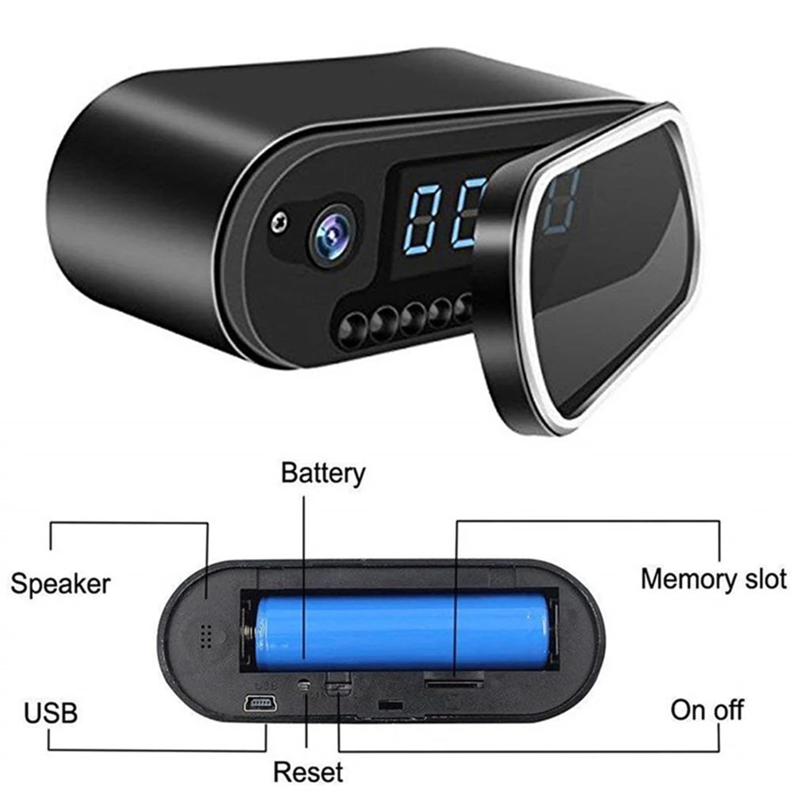 FKINGLRK Mini Spy Hidden Alarm Clock Camera - Full HD 1080P WiFi Security Camera with Motion Detection & Night Vision | Wireless Nanny Cam for Home, Office, Baby Monitoring