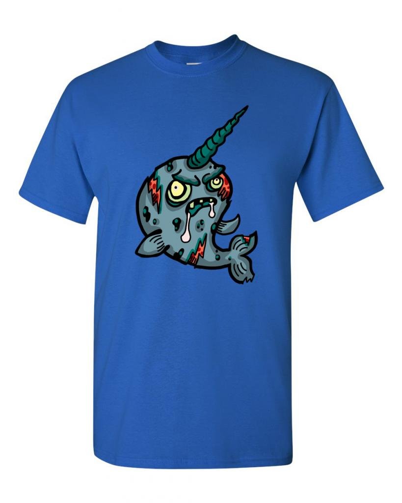 Zombie Narwhal Undead Animals Graphic T-Shirt for Men & Women - Cool Horror & Halloween Tee for Parties, Cosplay & Gifts