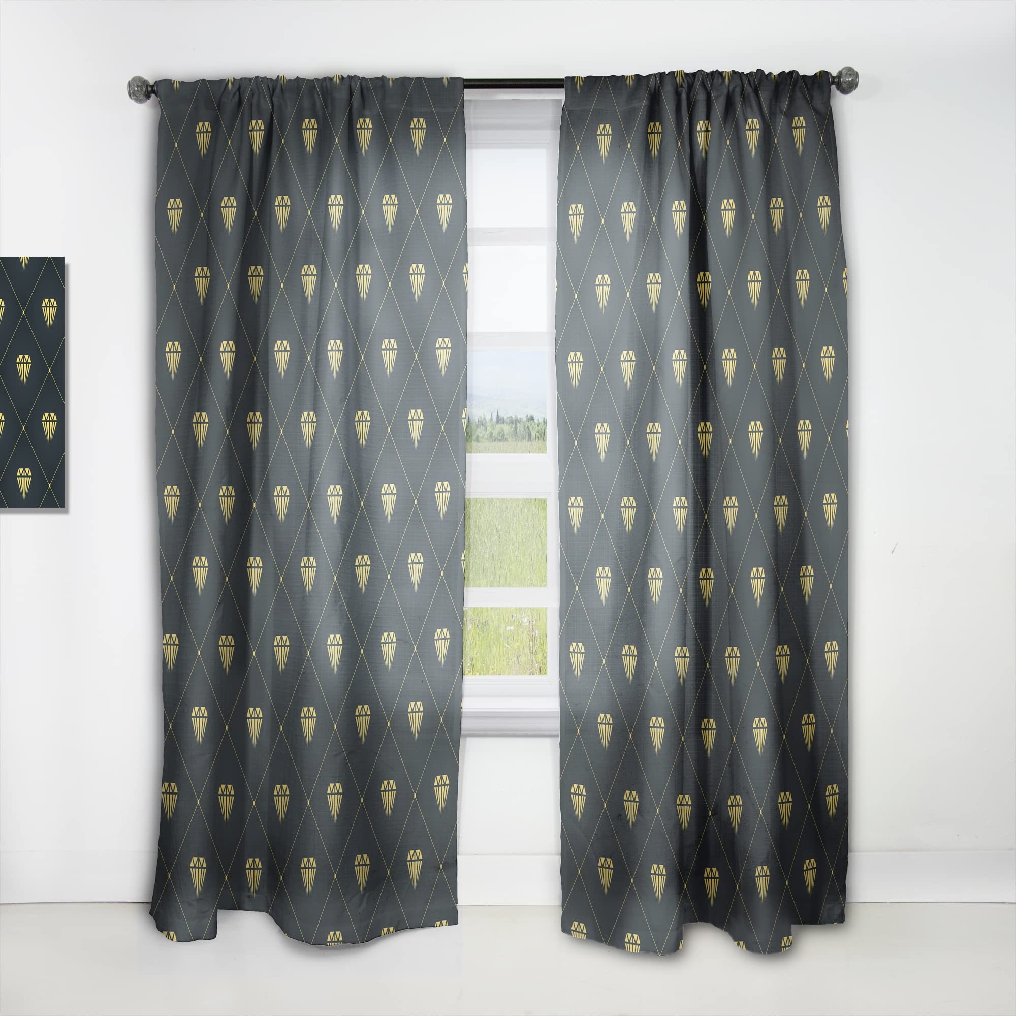 Golden Heart Design Thermal Insulated Curtains - Single Panel 52x120 Inches - Elegant Bedroom & Living Room Drapes for Home Decor | Perfect for Temperature Control & Light Blocking