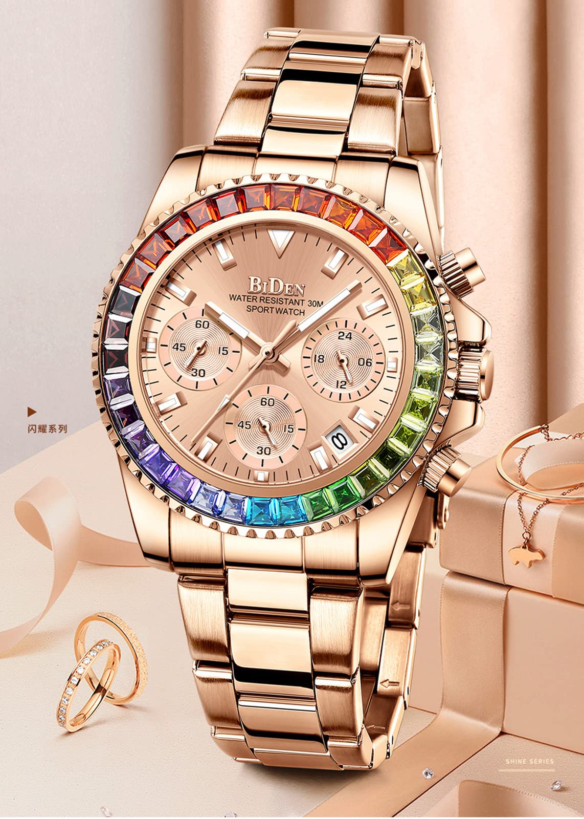 MASTOP Fashion Men's Women's Rose Gold Stainless Steel Waterproof Date Quartz Wristwatch - Perfect for Casual, Office, and Evening Wear