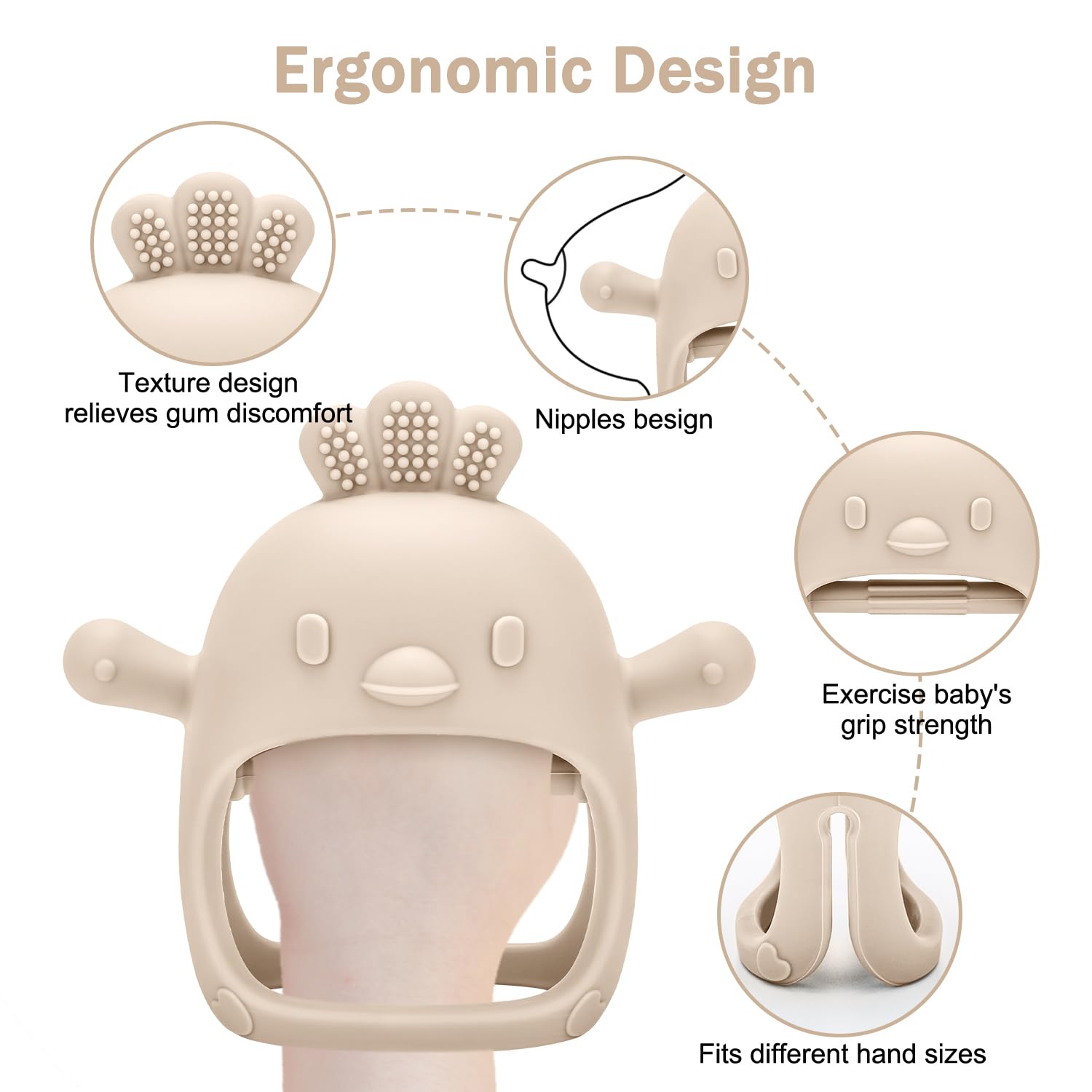 3 Pack Silicone Teething Mittens for Babies - BPA Free Infant Teething Toys for 3+ Months with Baby Fruit Feeder & Freezer Tray Set, Includes Extra Silicone Pouches | Soothe Sore Gums During Playtime & Mealtime