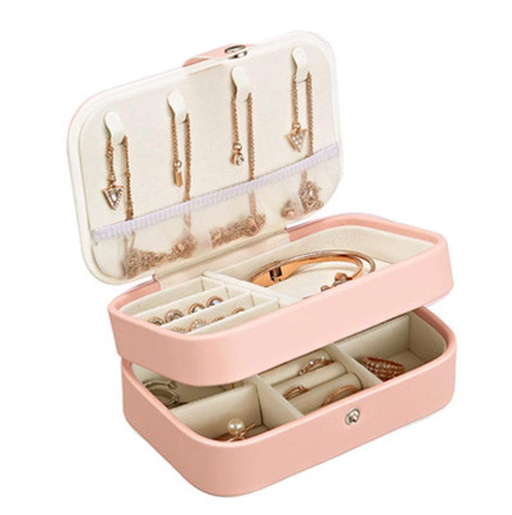 NKDbax Jewelry Organizer Box - Portable Leather Earring & Ring Storage Case for Women, Multi-Function Jewelry Box with Mirror | Perfect for Travel, Home Vanity & Gift Giving