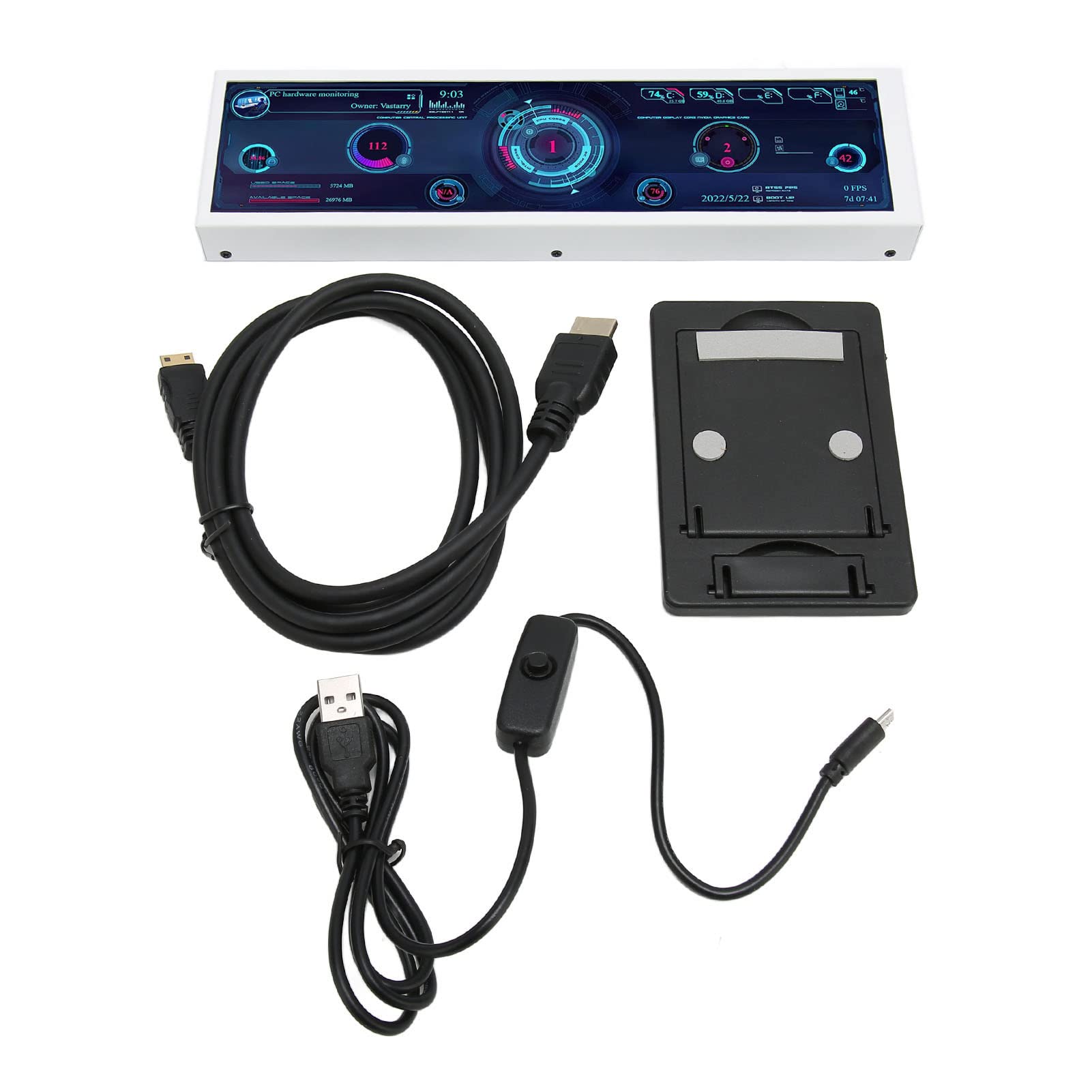 8.8 Inch IPS PC Temperature Monitor with Theme Editor - USB Powered CPU/GPU Data Display for Windows & Raspberry Pi - Perfect for Gaming Rigs & Home Office Setups