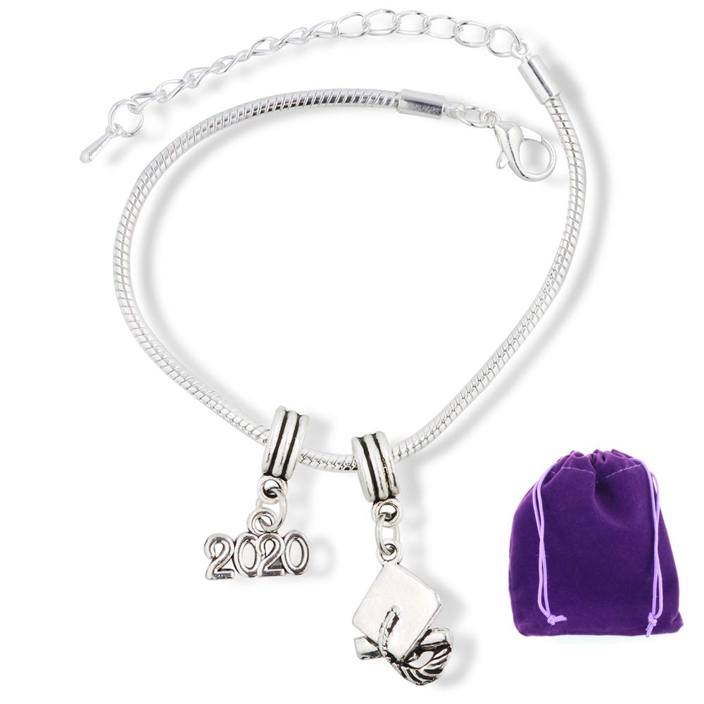 **2020 Graduation Bracelet - Elegant Charm Jewelry Gift for Women & Men - Perfect for Graduation Parties, Class of 2020 Favors & Celebrations**    *(Use: Ideal as a sentimental keepsake, graduation party favor, or congratulatory gift for graduates.)*