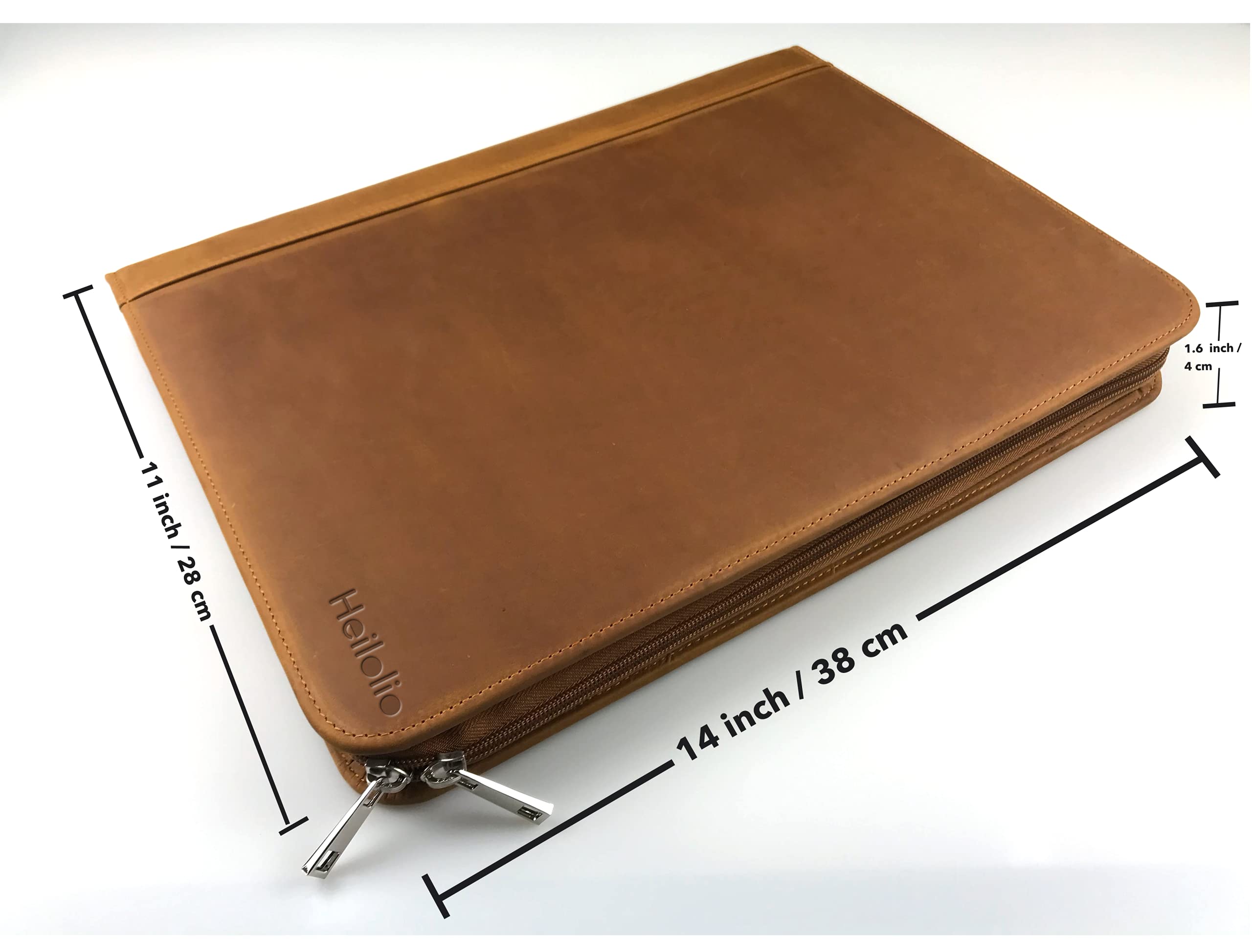 Premium Custom Engraved Genuine Leather Portfolio for Men & Women - 3-Ring Zipper Binder Holds 13