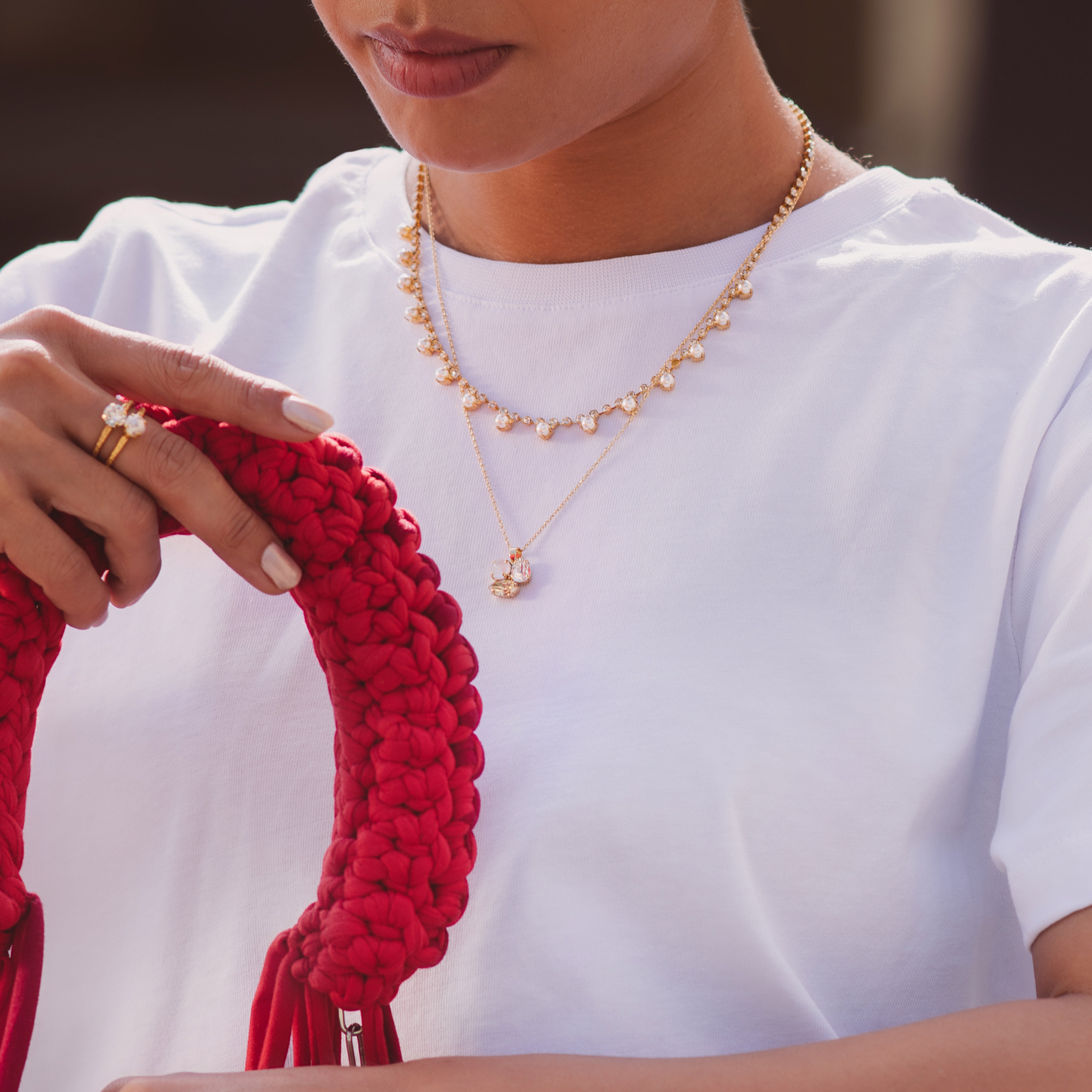 Elegant Ana Necklace in Golden Combo - Perfect for Weddings, Parties & Special Occasions | Dainty Gold-Tone Jewelry for Women
