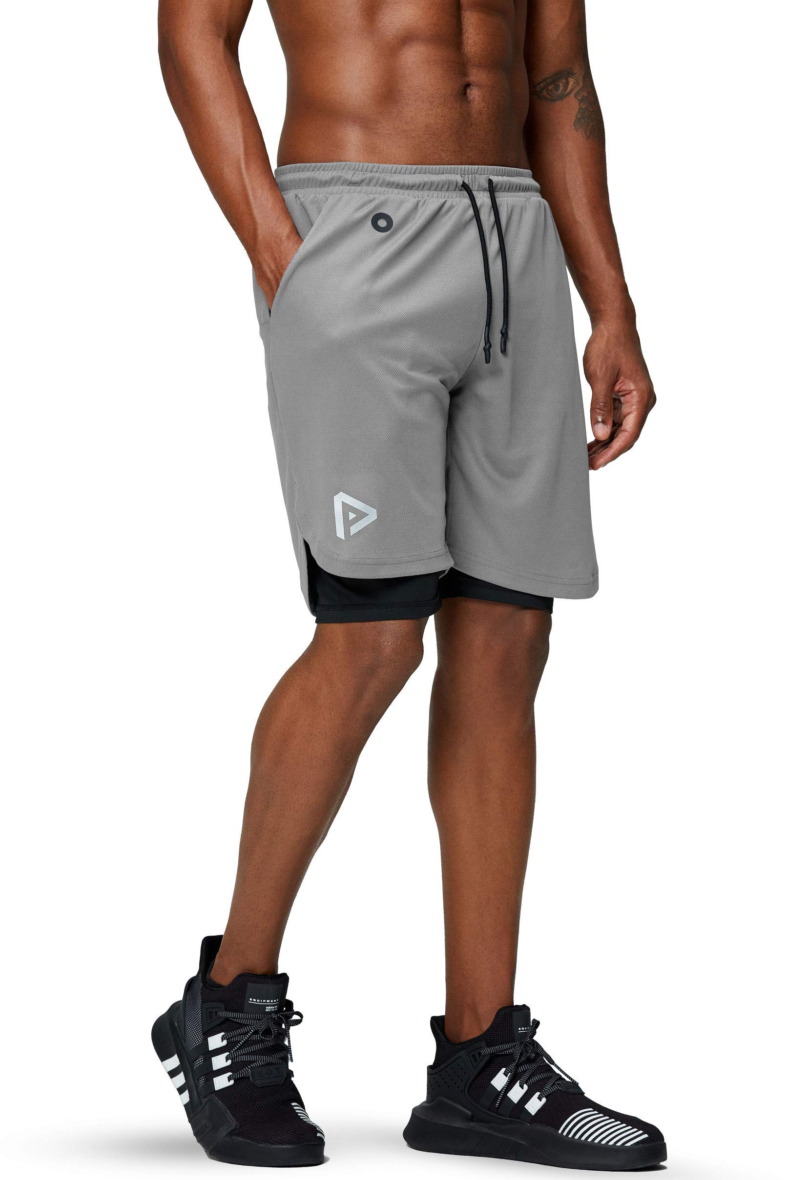 Pinkbomb Men's 2-in-1 Running Shorts with Phone Pocket - Quick Dry Gym Workout Shorts for Men | Perfect for Jogging, Training & Outdoor Activities