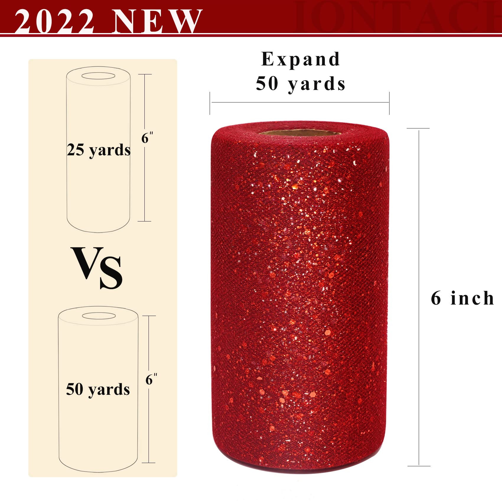 Red Glitter Tulle Rolls 6