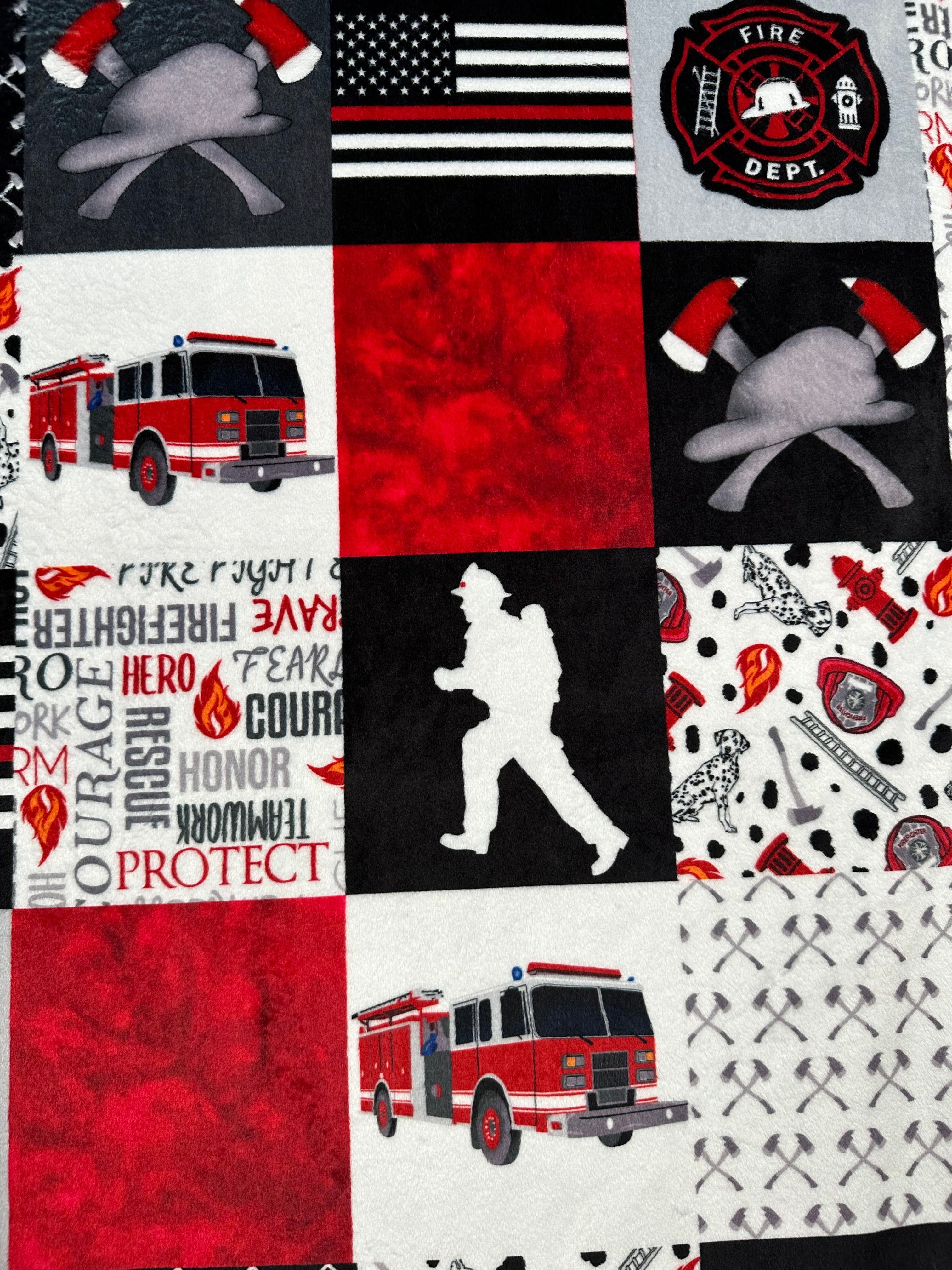 Premium Firefighter Themed Black Sidney Minky Blanket 45x60 - Soft & Cozy Throw for Kids and Adults | Perfect for Bedroom, Sofa, or Gift Giving