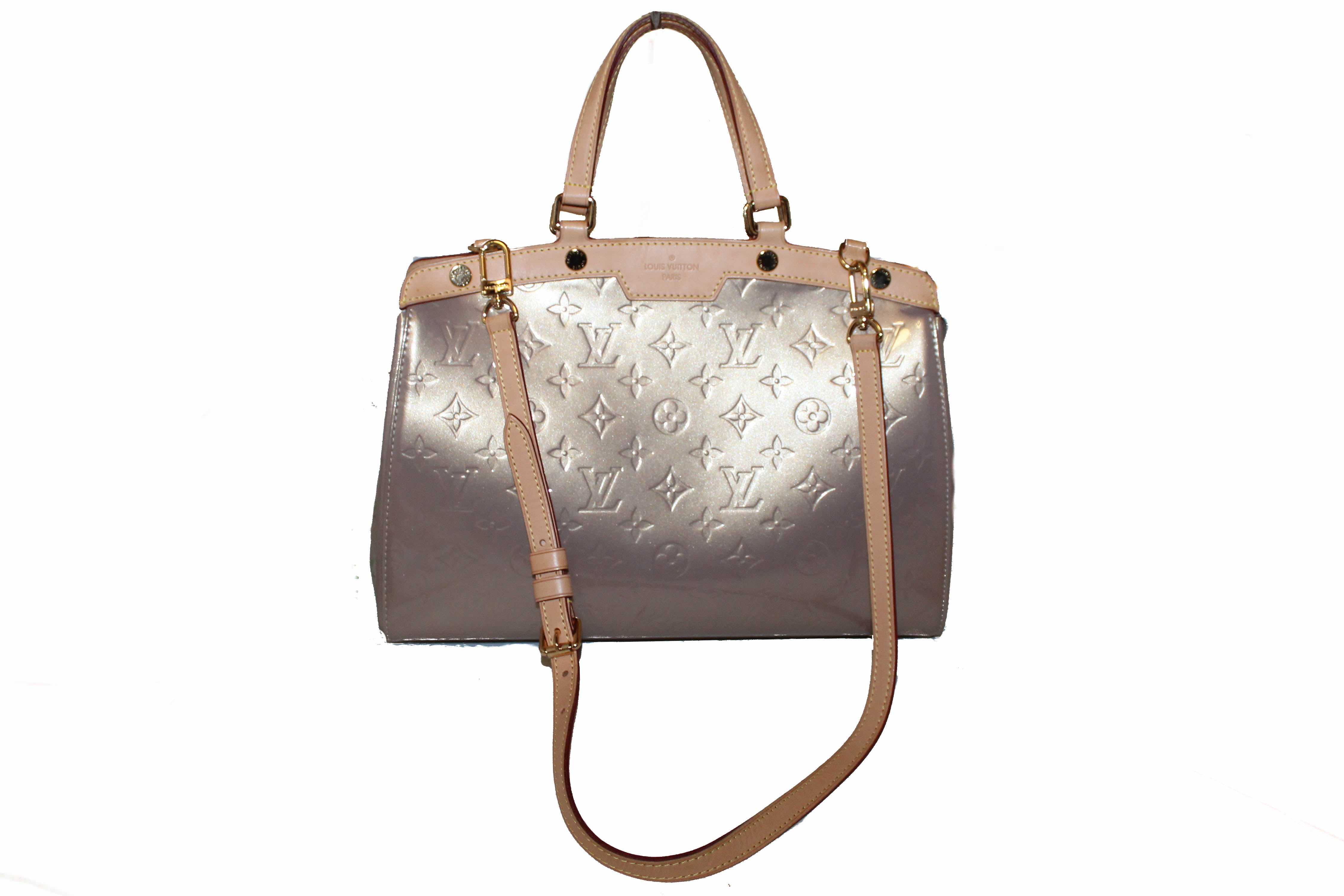 Authentic Louis Vuitton Beige Vernis Leather Brea PM Shoulder Bag for Women - Luxury Designer Handbag for Work, Travel & Evening Events