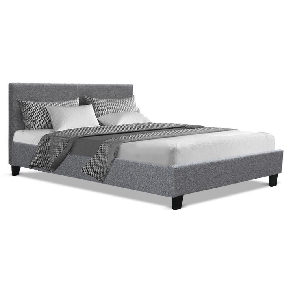 Coogee Bed Grey & Normay Series Pillow Top Mattress - Medium Firm Support, Double Package Set for Ultimate Comfort | Perfect for Guest Rooms, Dorms & Home Use