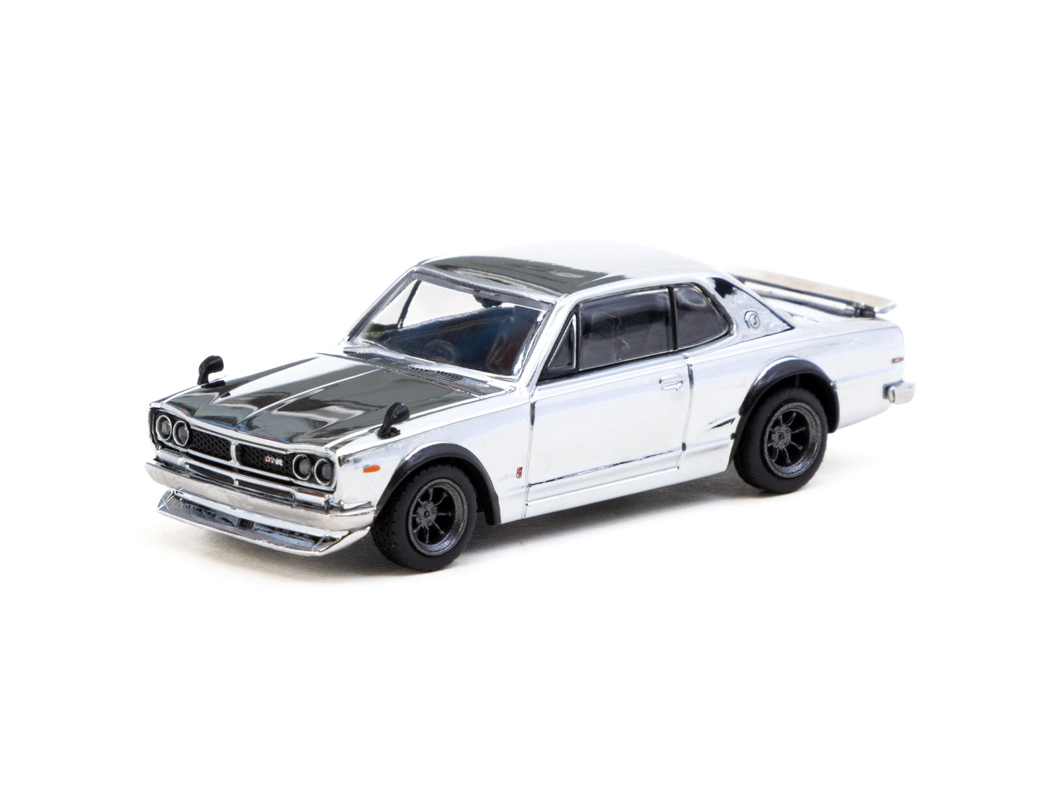 Tarmac Works 1/64 Nissan Skyline HT 2000GT-R Silver Chrome Japan Special Edition Diecast Model Car - Perfect for Collectors & Car Enthusiasts Display