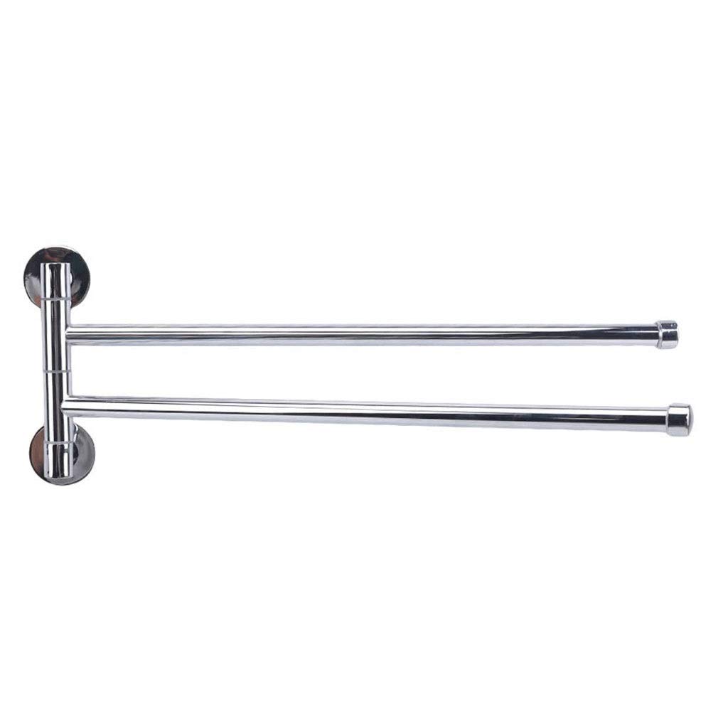 WSSBK Brushed Stainless Steel Towel Rack - 2 Arm Wall Mounted Swivel Towel Holder for Bathroom & Kitchen | Rustproof Bath Towel Bar with Easy Installation (Perfect for Small Spaces & Guest Bathrooms)