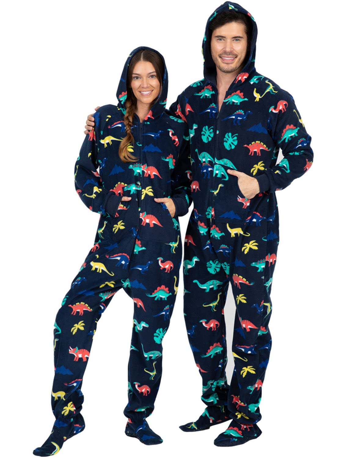 Cozy Adult Footed Pajamas - Fleece Hoodie Onesie for Men & Women | Warm Unisex One-Piece Pajama Jumpsuit | Perfect for Winter Nights, Lounge Wear & Christmas Gifts