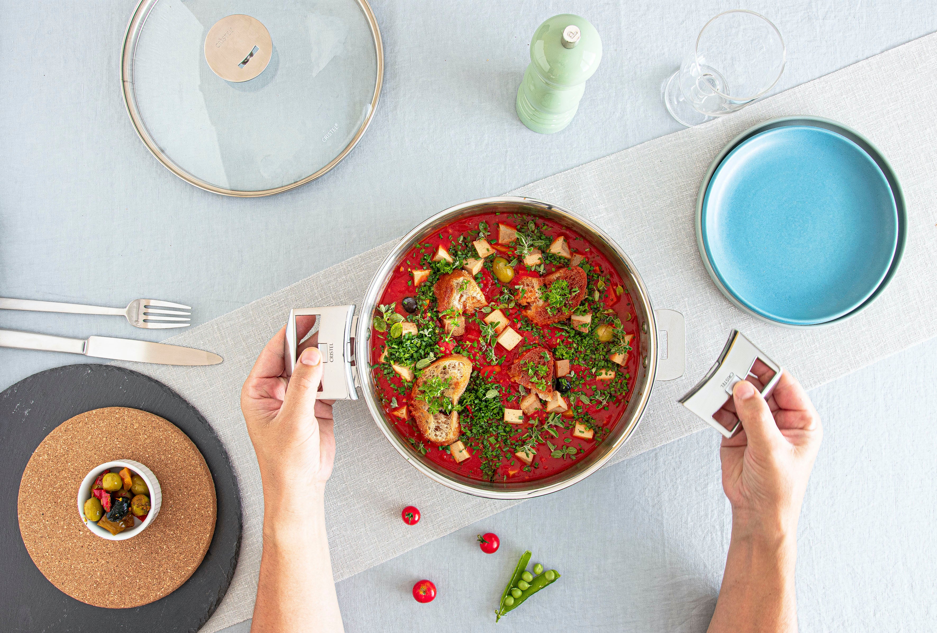 Cristel Casteline 5-Quart (5Qt) 10-Inch Stainless Steel Saute Pan with Glass Lid - Perfect for Searing, Frying & Simmering - Ideal for Home Cooking & Professional Kitchens