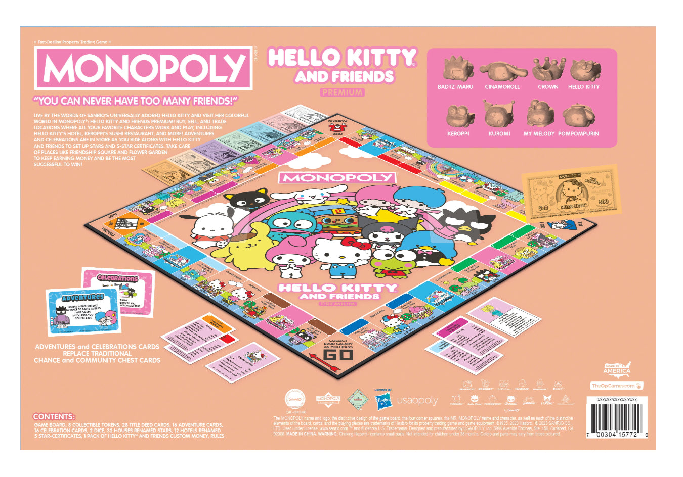 Hello Kitty & Friends Monopoly Board Game - Collectible Edition for Kids & Adults - Fun Family Game Night Activity for Parties & Gatherings