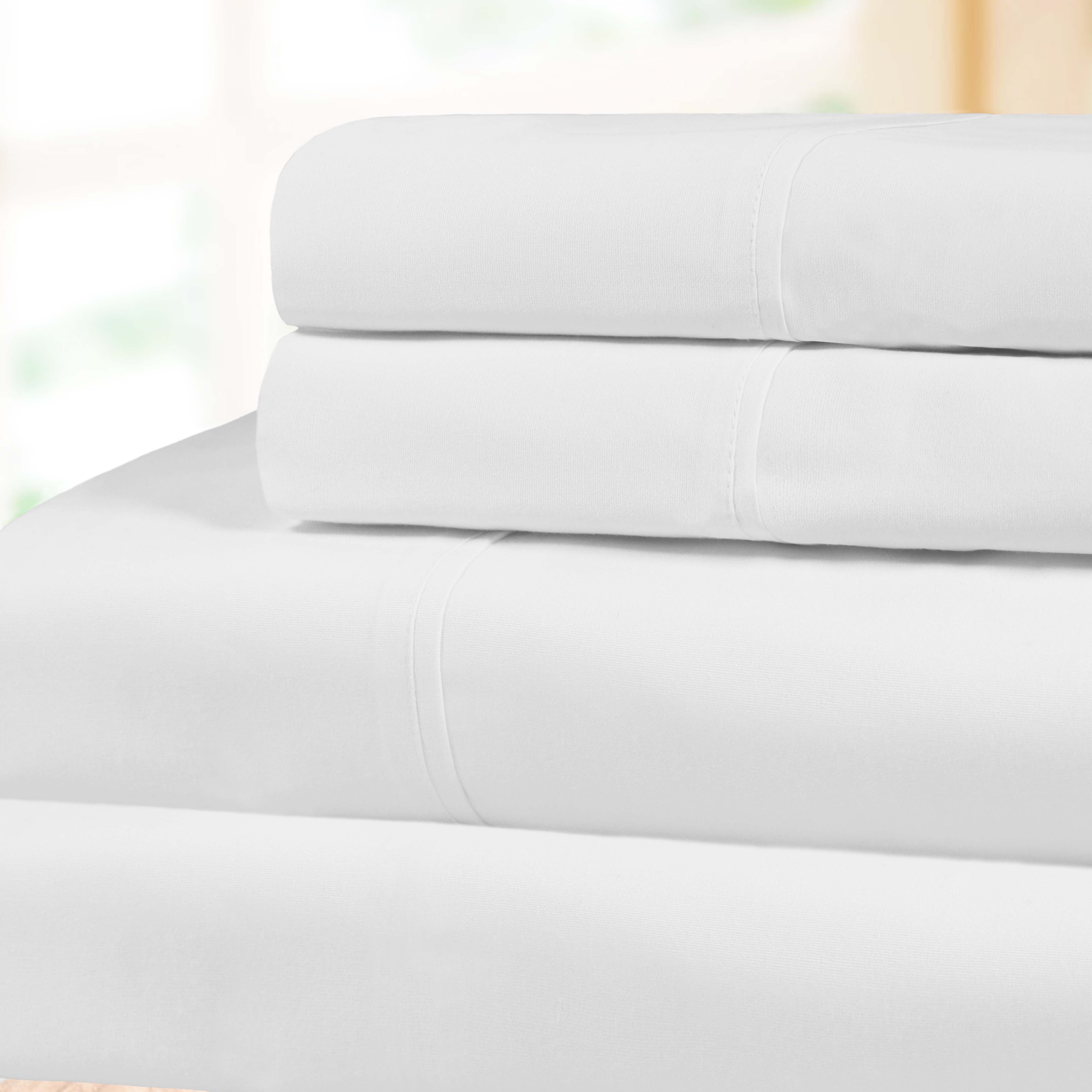 300 Thread Count Cotton Percale Solid Deep Pocket Bed Sheet Set - Queen Size, Soft & Breathable Luxury Sheets for Comfortable Sleep - Perfect for Master Bedroom, Guest Room or Vacation Home