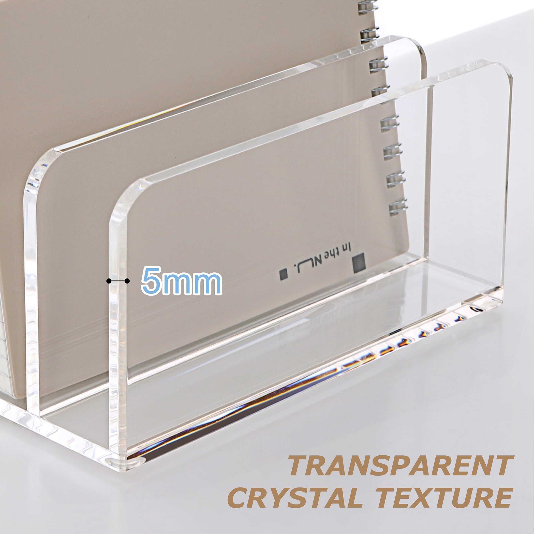 SANRUI Clear Acrylic Desk File Organizer - 5 Upright Desktop Mail Sorter for Documents, Magazines & Letters | Home Office & Classroom Storage Solution | Perfect for Bills, Homework & Office Paperwork Organization