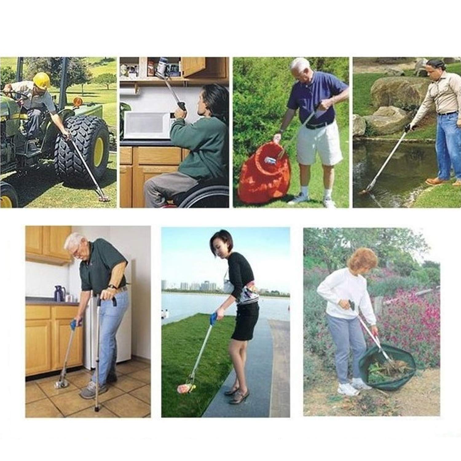 2-Pack Foldable Aluminum Alloy Grabber Pickup Tool for Trash & Litter - Lightweight Reaching Aid for Elderly & Disabled - Perfect for Home, Garden, Yard, Park & Outdoor Cleaning (Kangkangk)