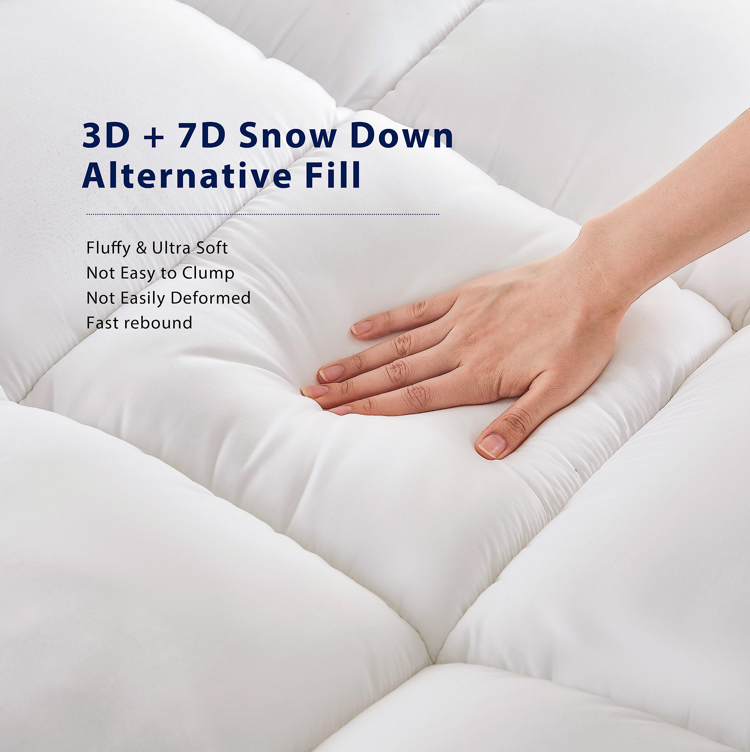 L'AGRATY Cooling California King Mattress Topper - Extra Thick Plush Pillow Top, Down Alternative Overfilled Soft Mattress Pad for Back Pain Relief | Perfect for Hot Sleepers & Pressure Point Support