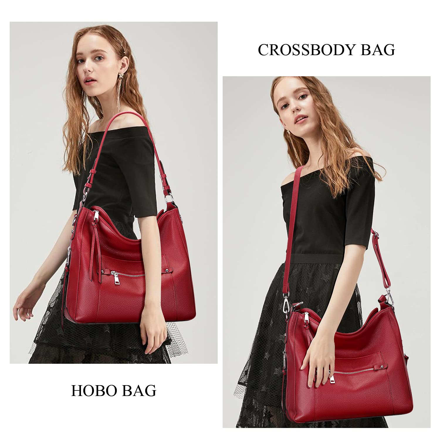 Genuine Leather Hobo Handbag for Women - Crossbody Purse for Daily Use