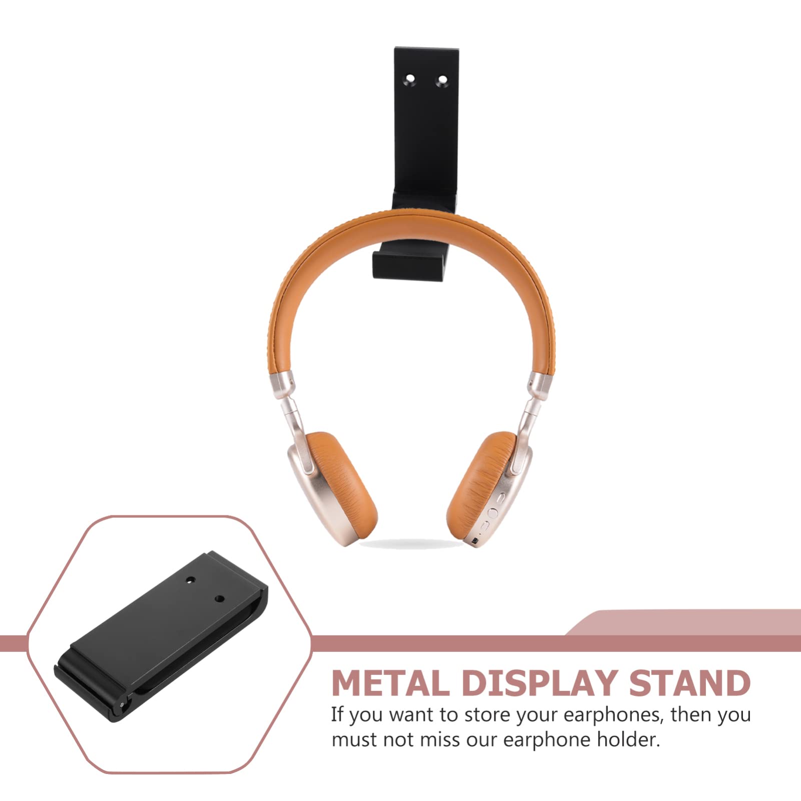 HOMSFOU 4-Pack Universal Metal Headphone Stand Holder - Black Gaming Headset Display Bracket for Desk, Office & Gaming Setup Accessories
