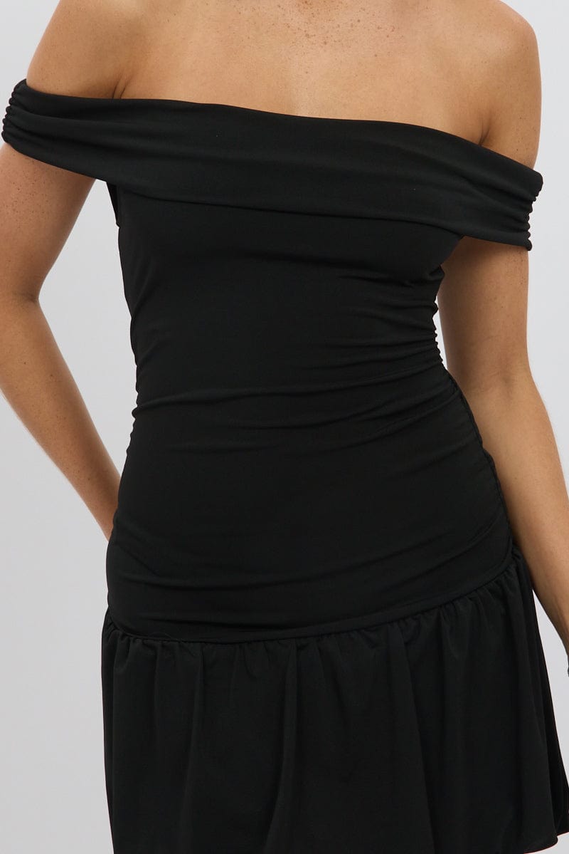 Elegant Black Bubble Dress Off Shoulder - Women's Party & Evening Gown for Cocktail Dresses, Date Night & Special Occasions
