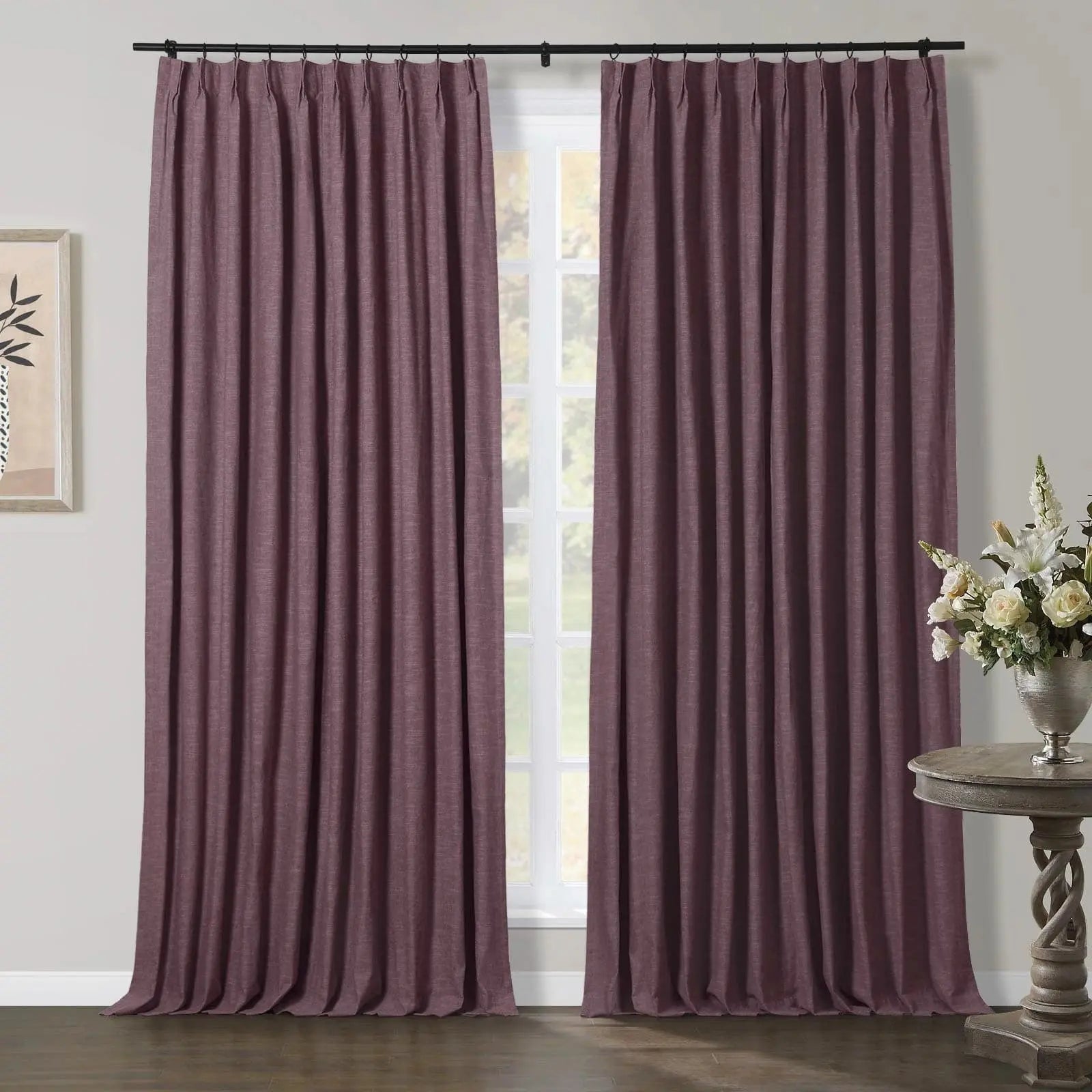 Luxury Linen Cotton Pleated Curtains - Blackout Drapes for Living Room & Bedroom - Elegant Home Decor Window Treatments