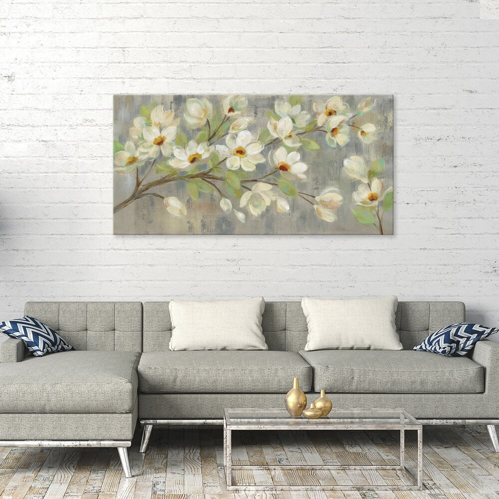 April Branch Hand Embellished Canvas Wall Art - 40x20 Inches Multi-Color Abstract Painting - Perfect for Living Room, Bedroom & Office Decor