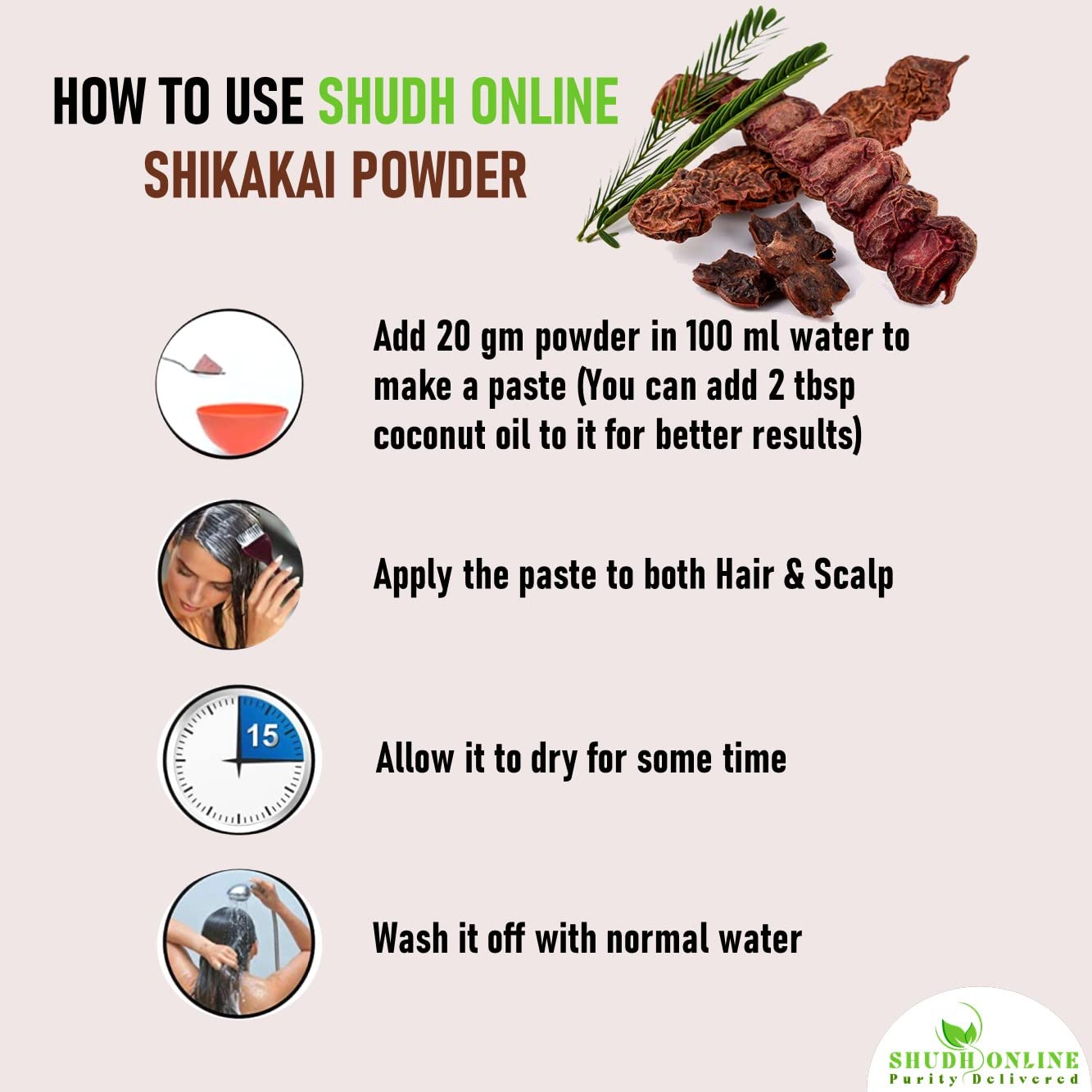 Organic Shikakai Powder for Hair Growth & Scalp Care - 500g Natural Ayurvedic Hair Conditioner & Shampoo | Promotes Stronger, Healthier Hair - Perfect for DIY Hair Masks, Scalp Treatments & Natural Hair Cleansing